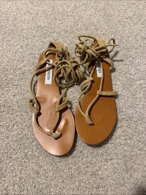 Steve Madden Tan Lace-Up Suede Gladiator Sandals - Women